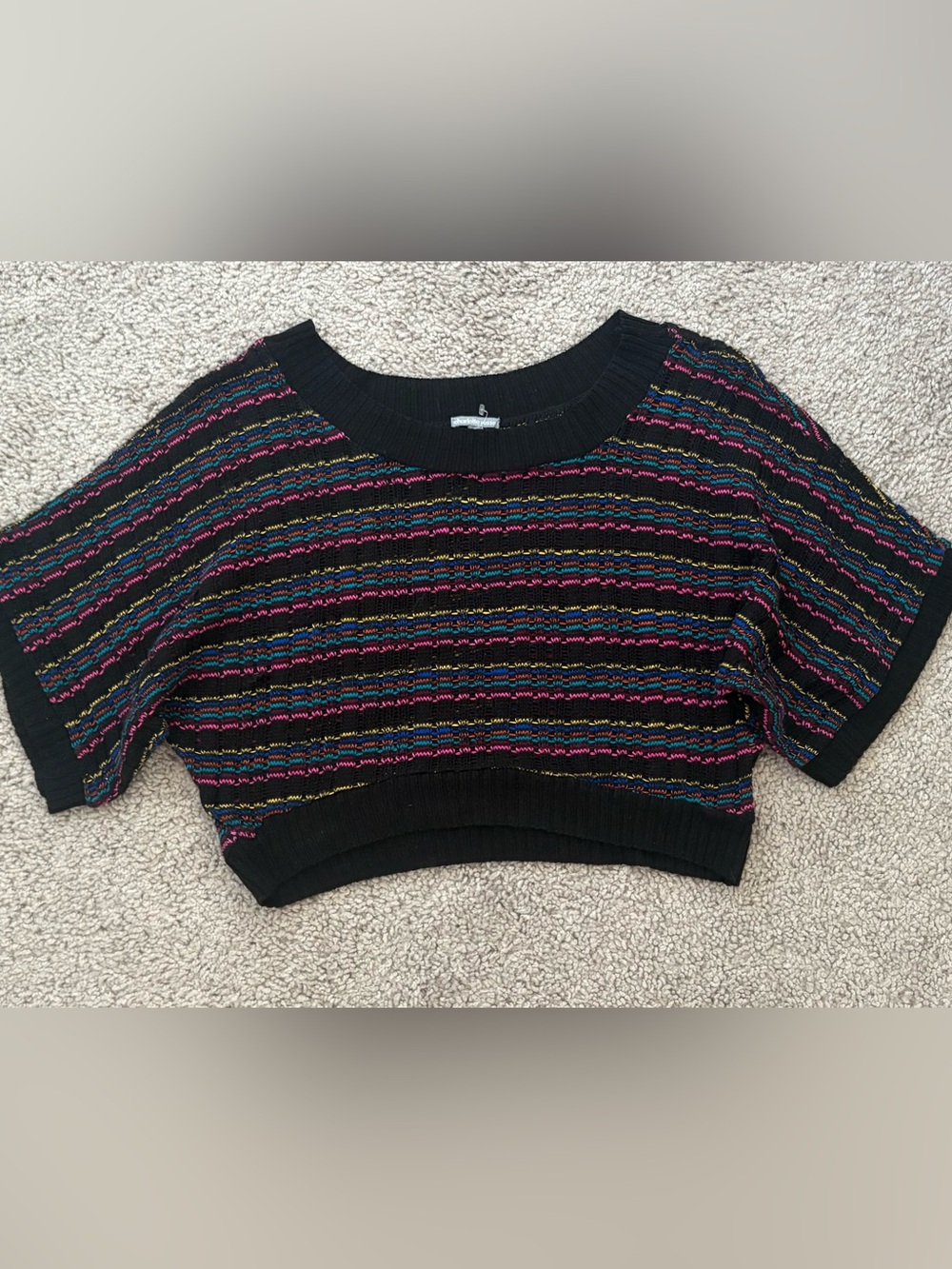 Charlotte Russe Open Knit Off the Shoulder Crop Y2K